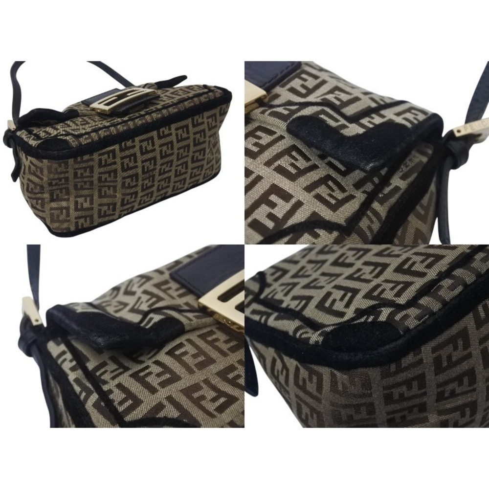 Fendi canvas Zucca Bucket black handbag brown Mamma - Picture 7 of 10